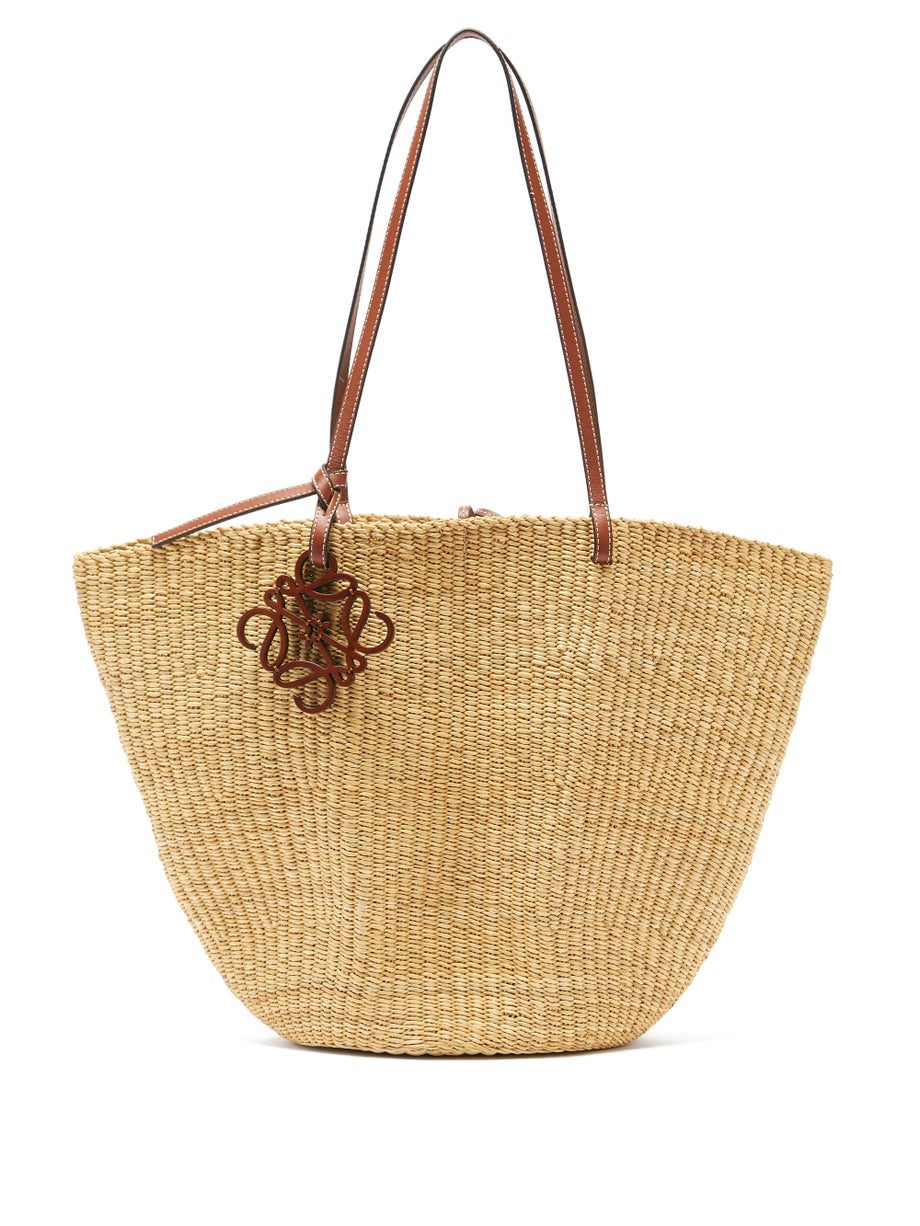 Loewe + Shell Leather and Raffia Basket Bag