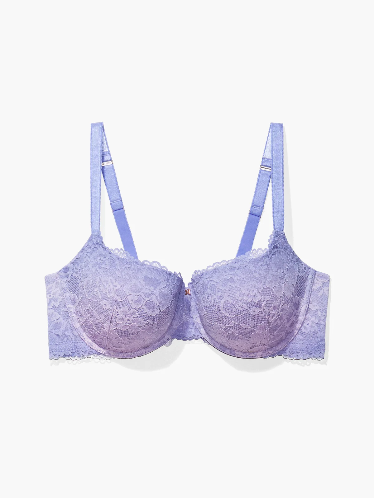 Floral Lace Unlined Bra with X Charm in Purple