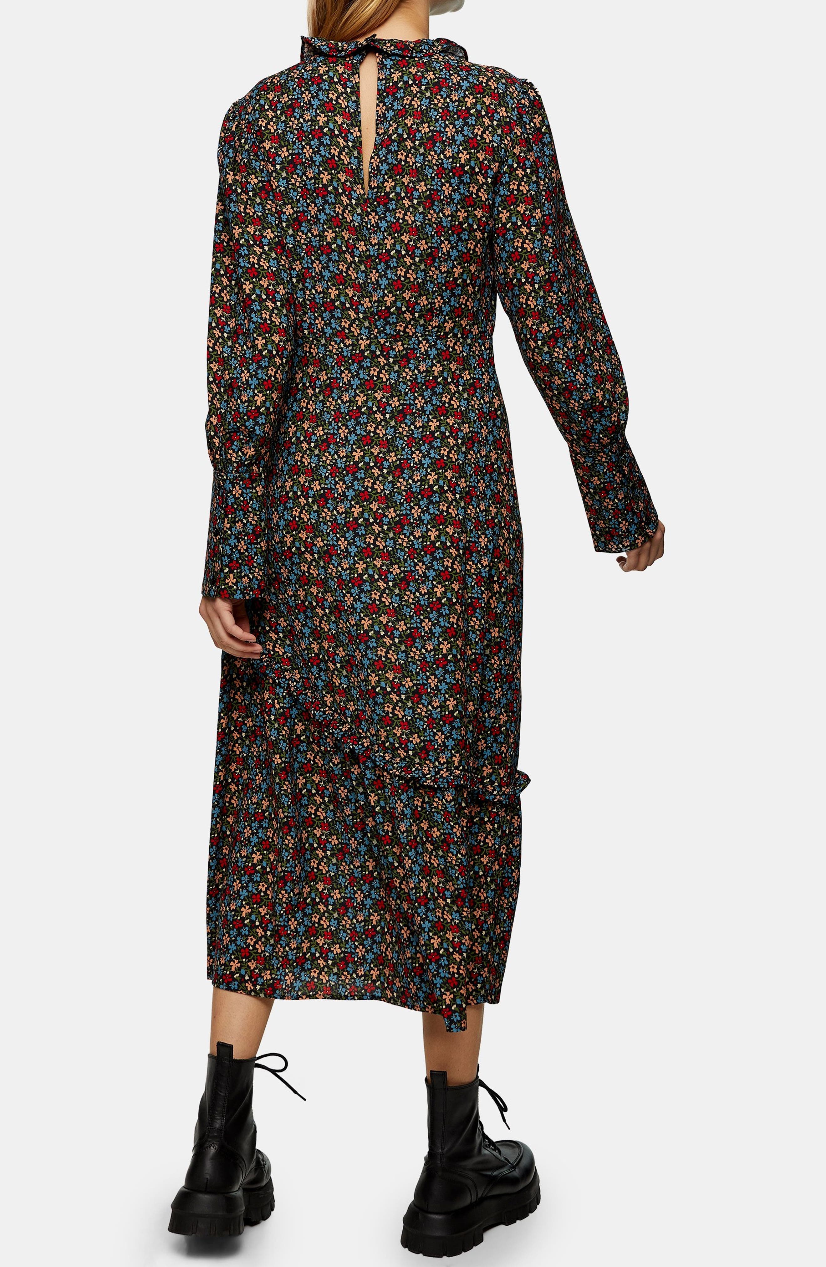 Topshop floral ruffle midi dress cheap