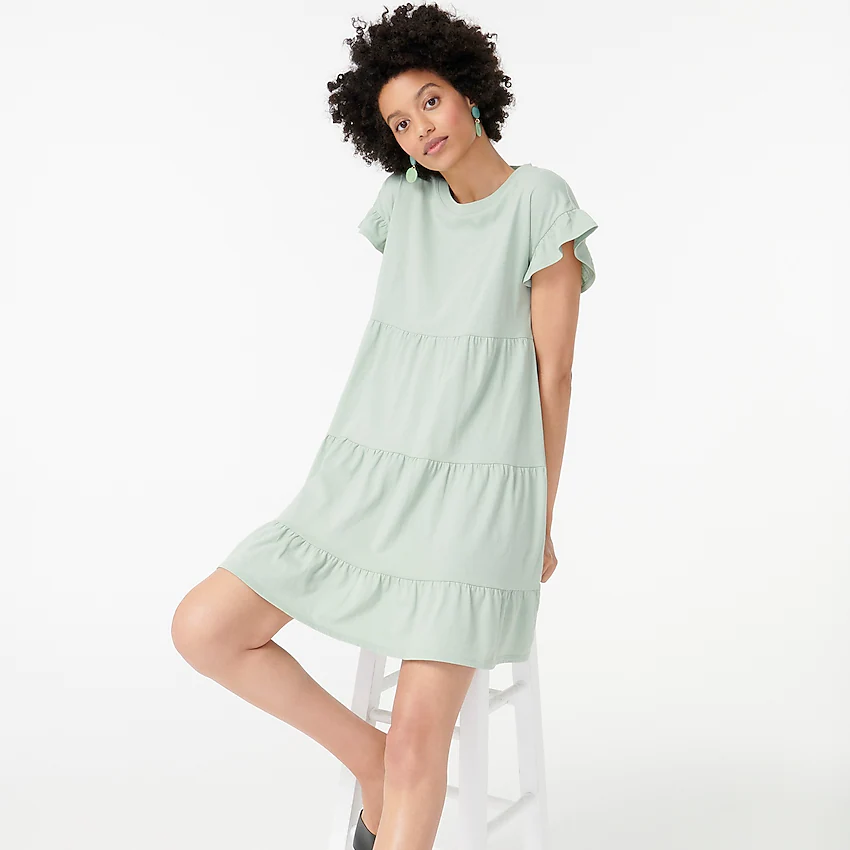 J.Crew + Tiered dress in broken-in jersey
