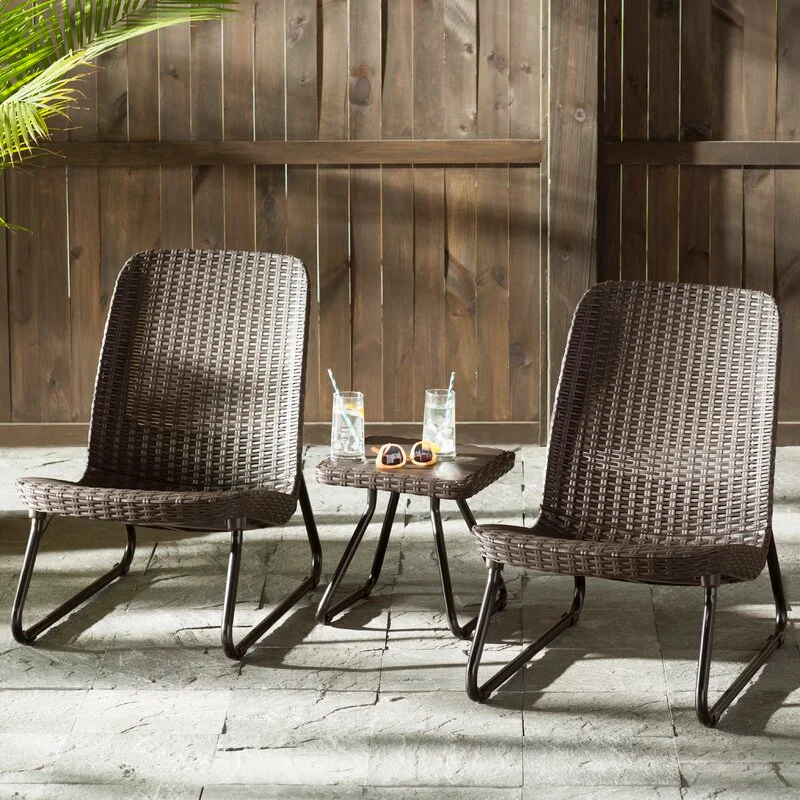 Mercury Row Stickel 3 Piece Rattan Seating Group