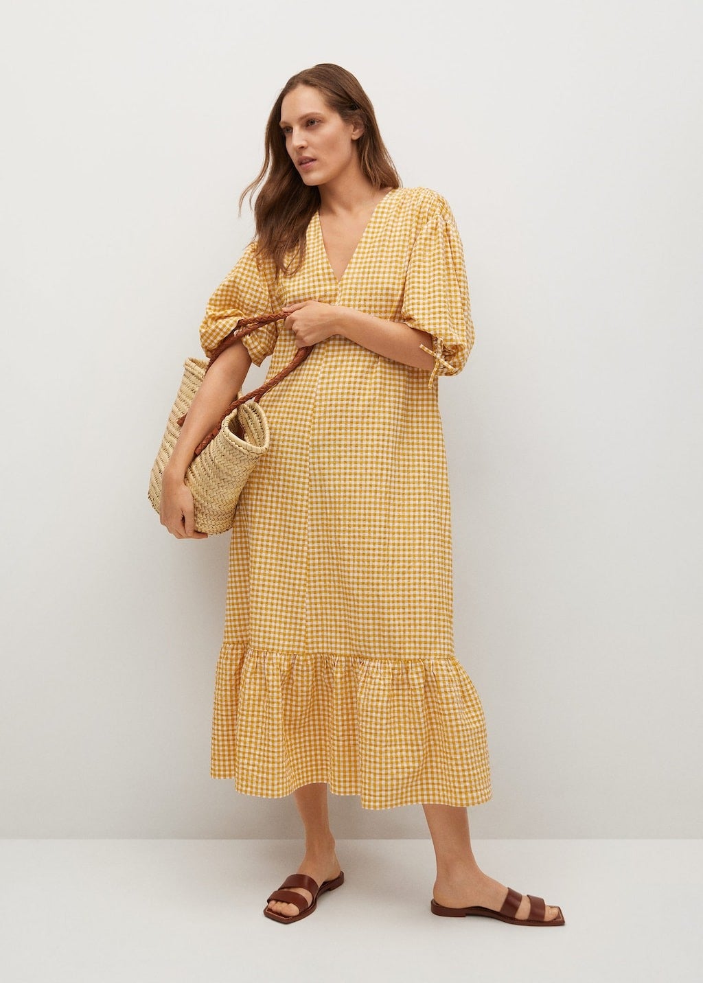 Mango Gingham Check Cottoned Dress