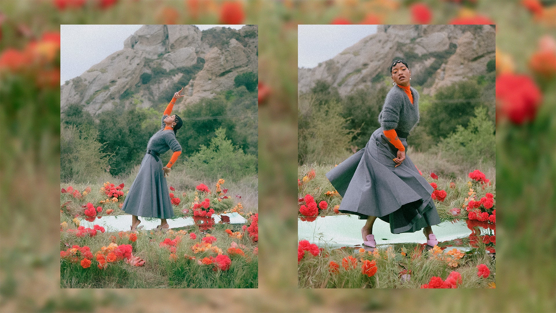 Keke Palmer em um campo de flores.