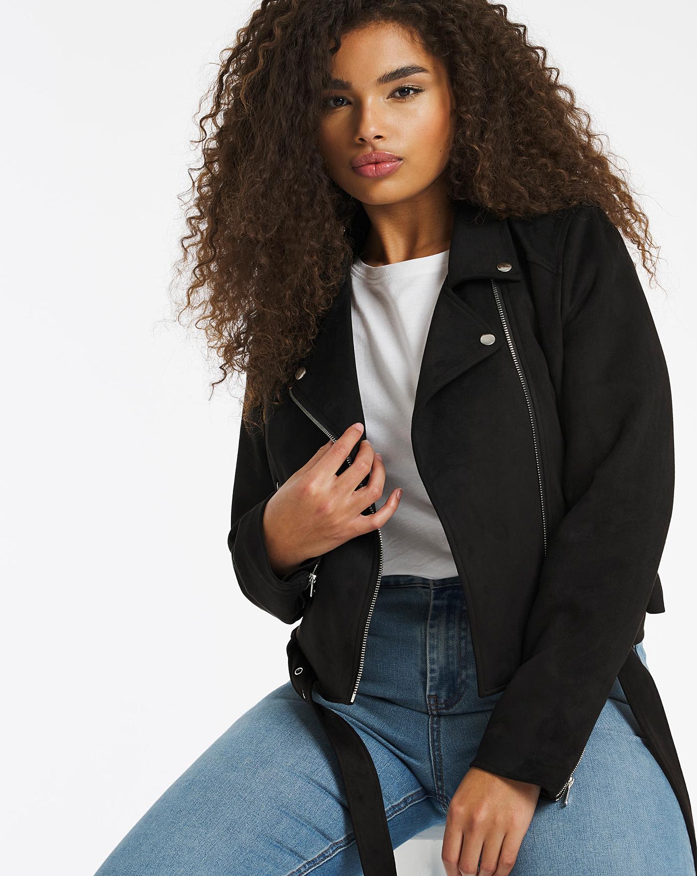 Simply Be + Black Suedette Biker Jacket