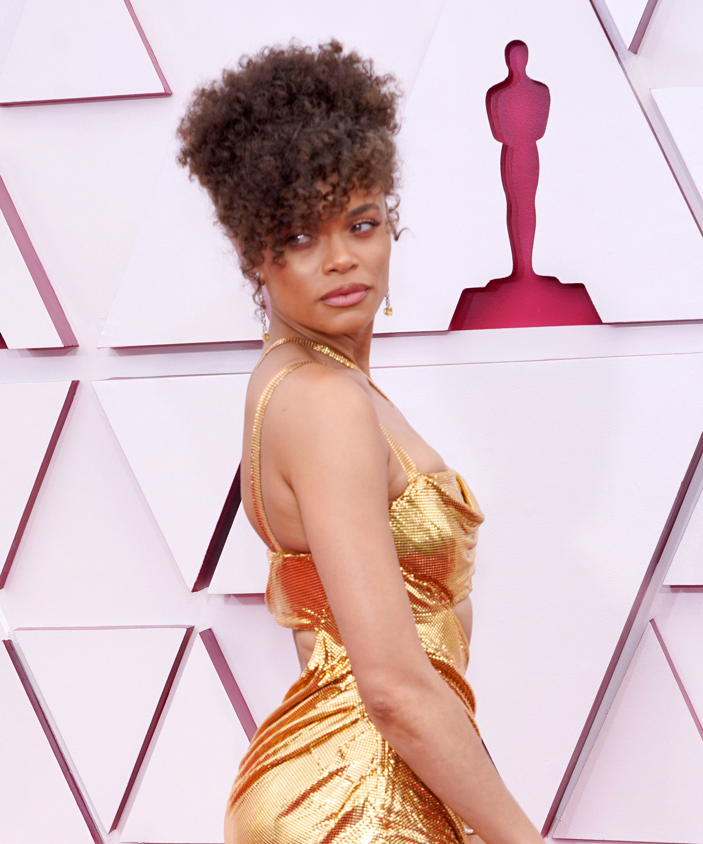 Andra Day Oscars Hair, Makeup, & Nails Details