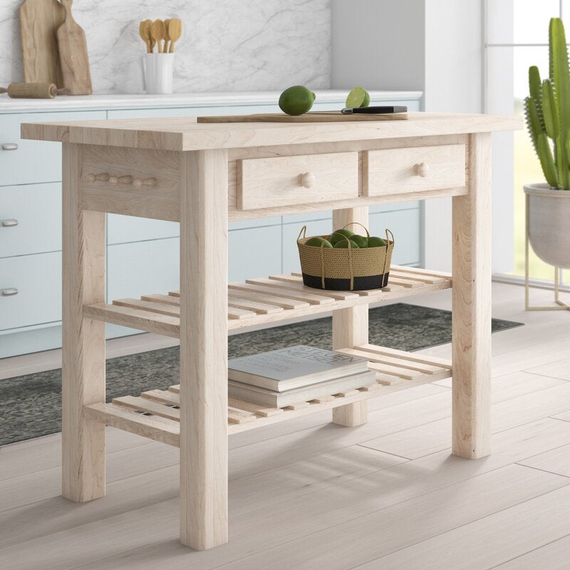 Mistana + Kailee Kitchen Island with Butcher Block Top
