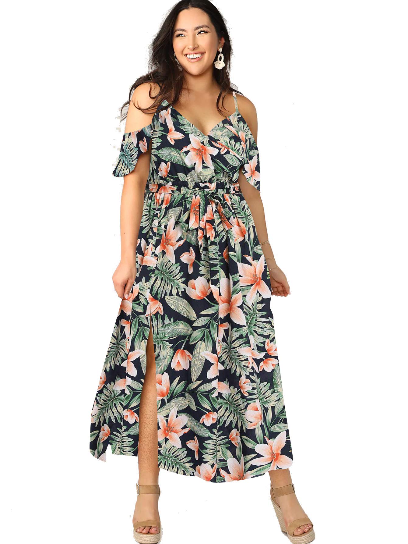 Milumia + Milumia Plus Size Cold Shoulder Floral Dress