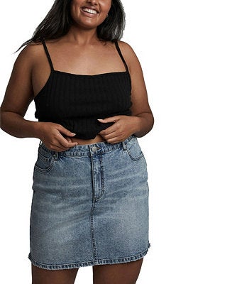 Plus Size stretch denim maxi skirts sexy button plus size jean skirt