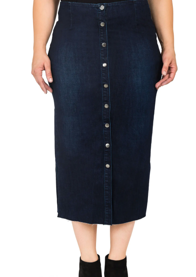 plus size jean skirt long