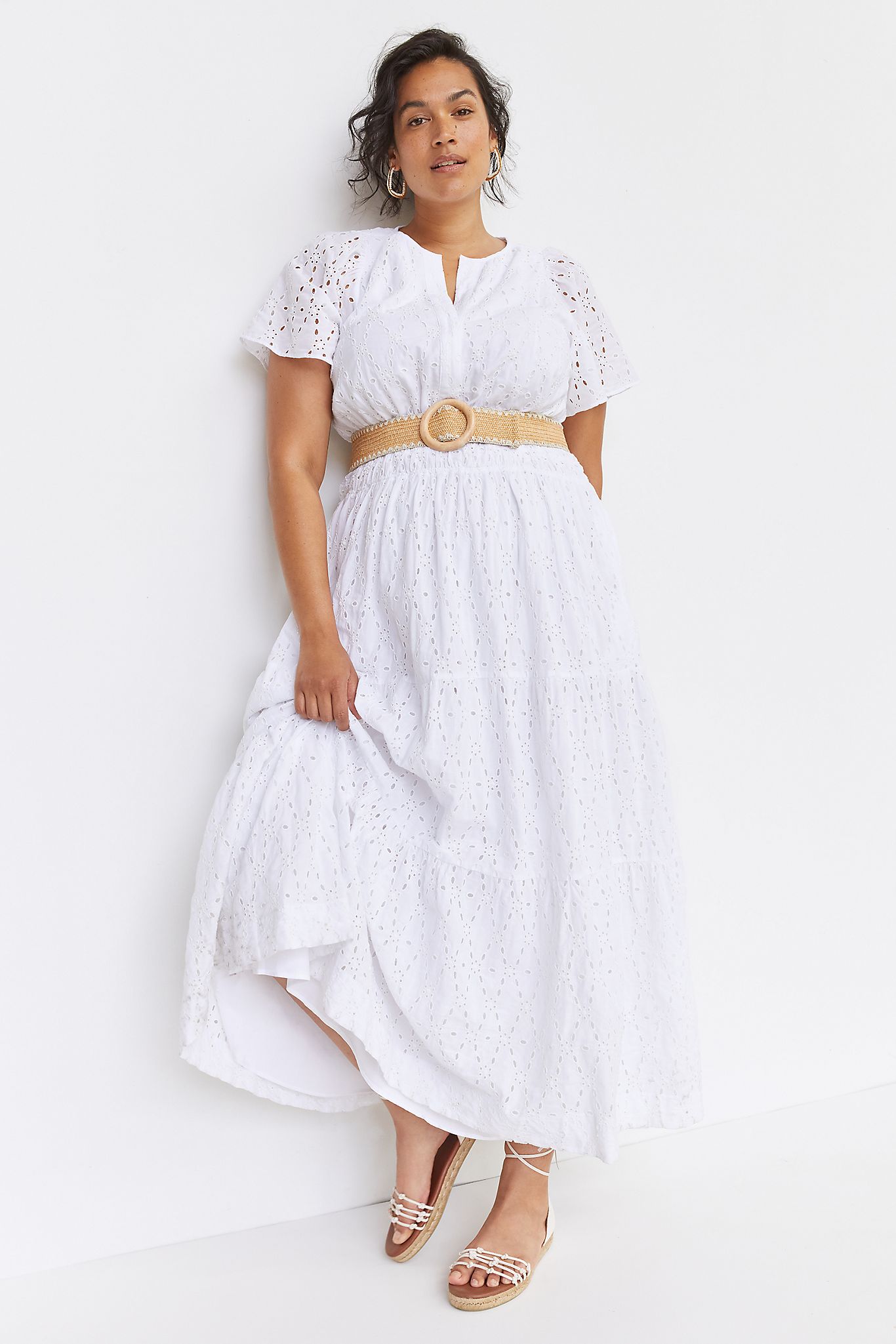 white plus maxi dress