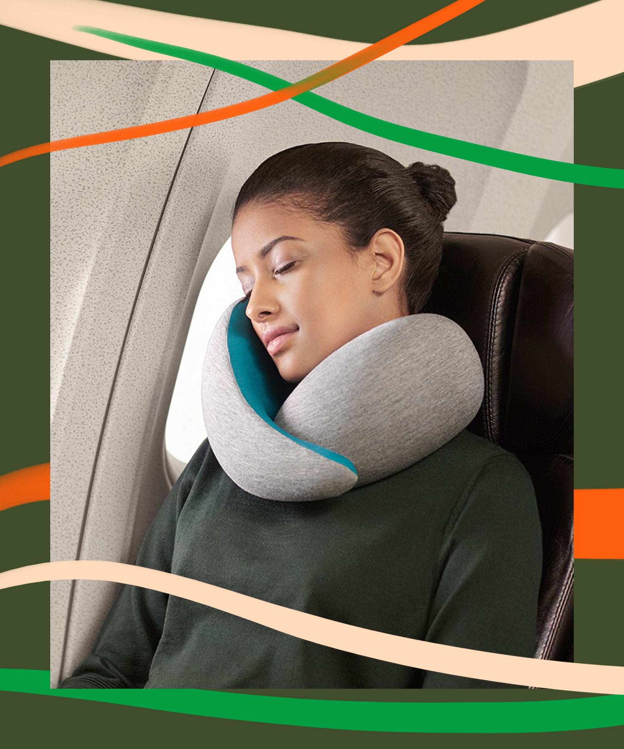 Soft Comfortable Velour Cover Head Support Pain Relief Neck Pillow with Eye Mask LAN SHAN QUE Travel Pillow for Airplane Car Sleeping Rest