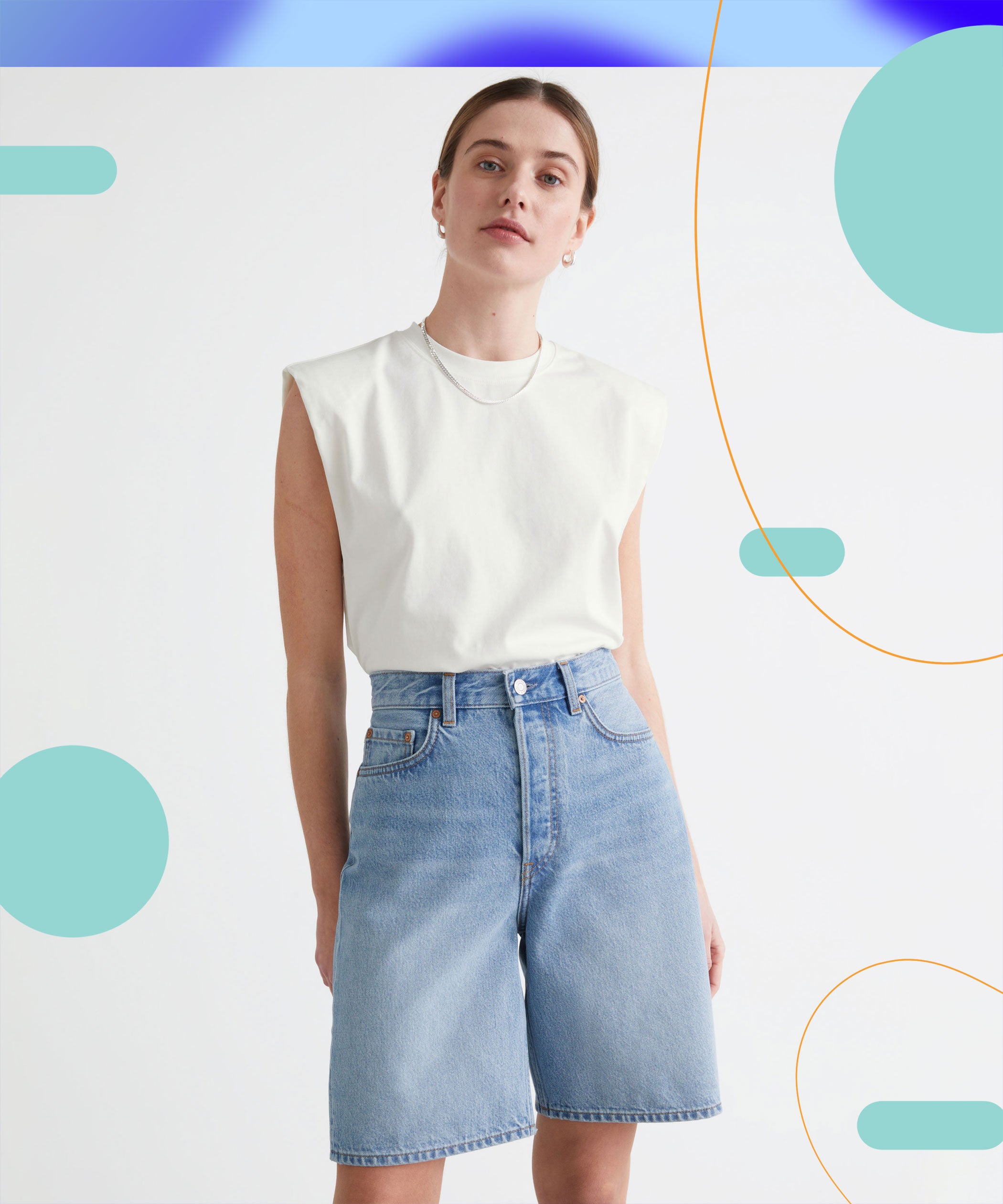above the knee jean shorts
