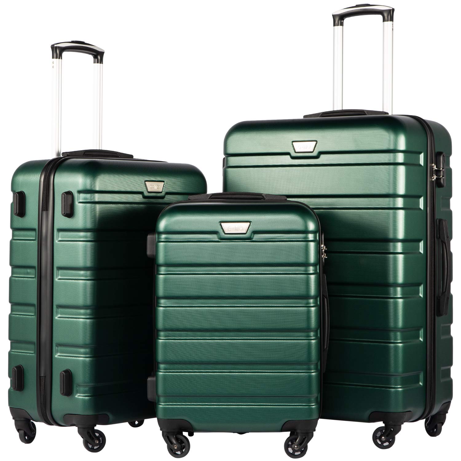 Coolife + Hardshell 3 Piece Suitcase Set