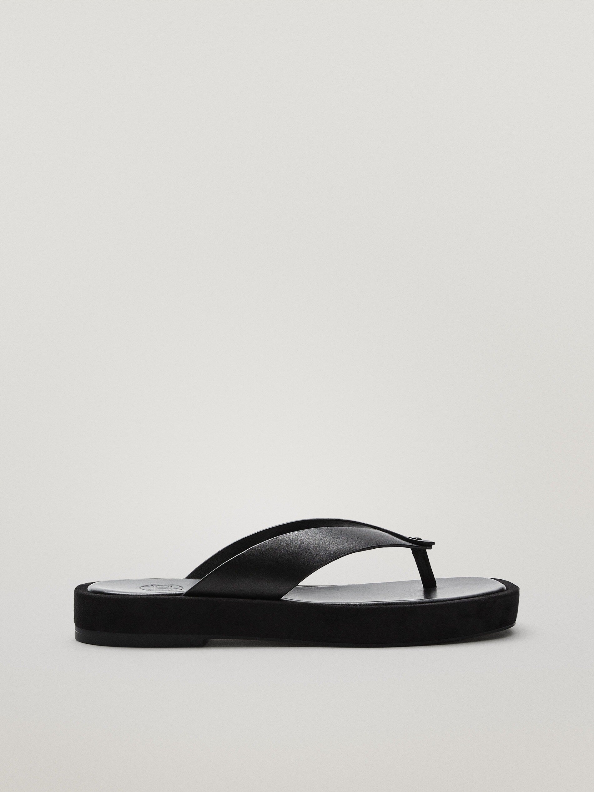 Massimo Dutti + Black V-Vamp Platform Sandals