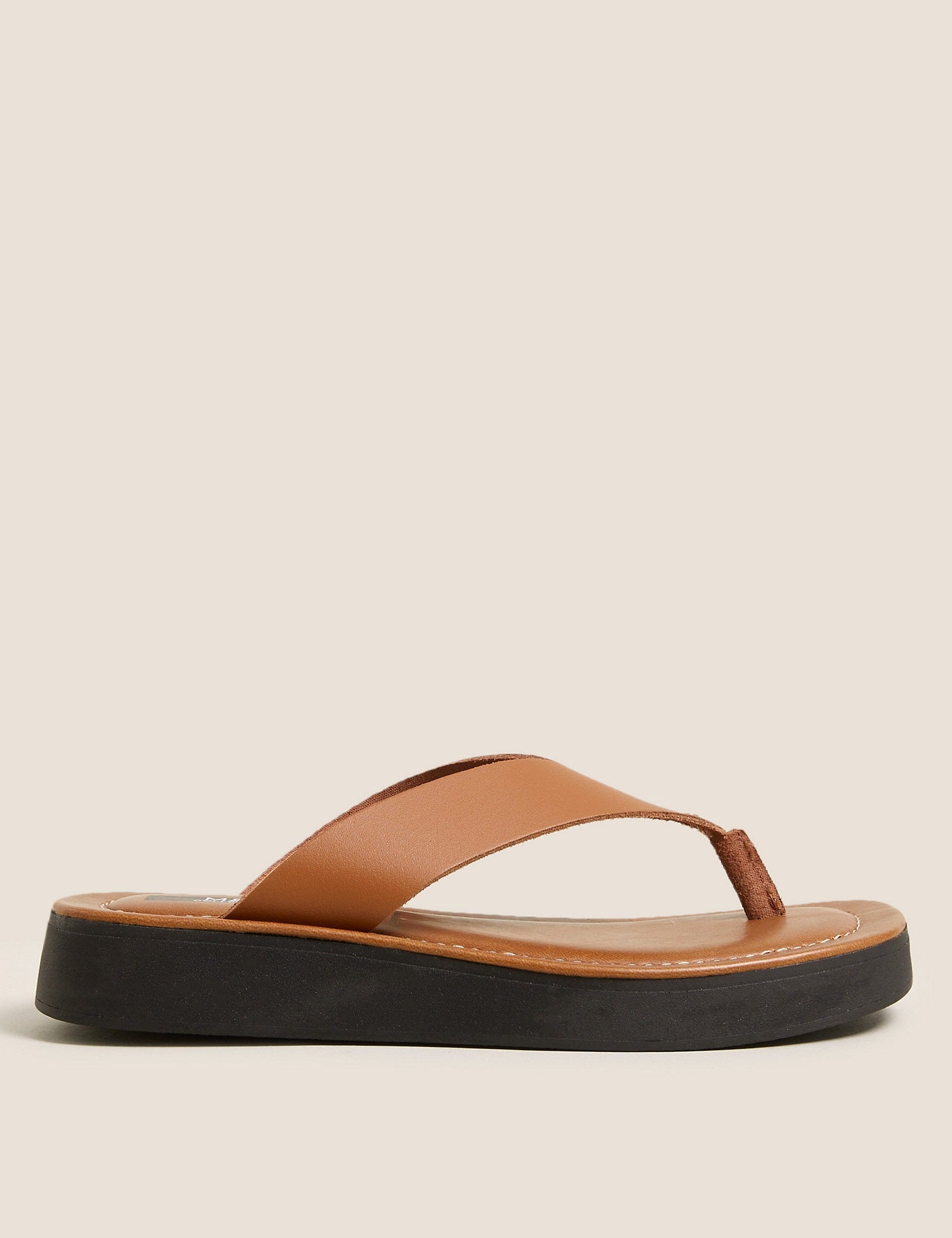 Marks & Spencer + Leather Flatform Flip Flops