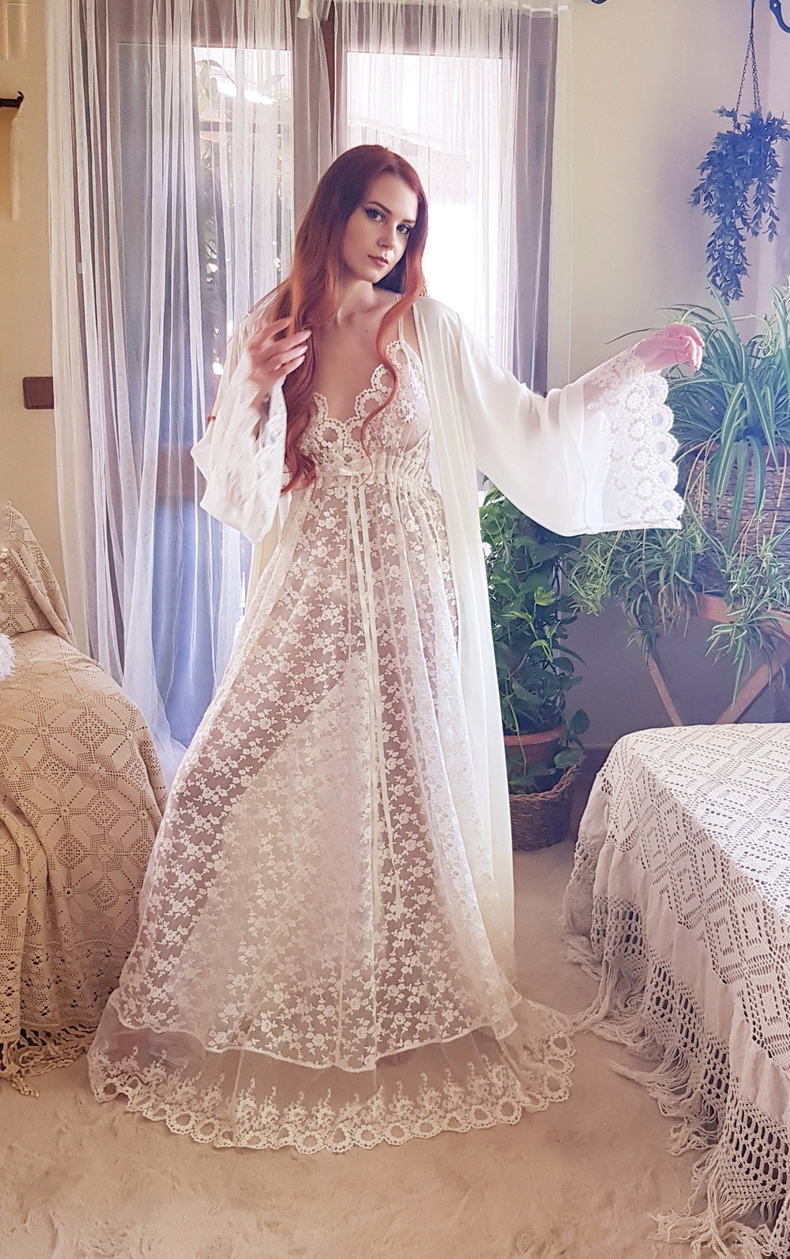linen hippie wedding dress