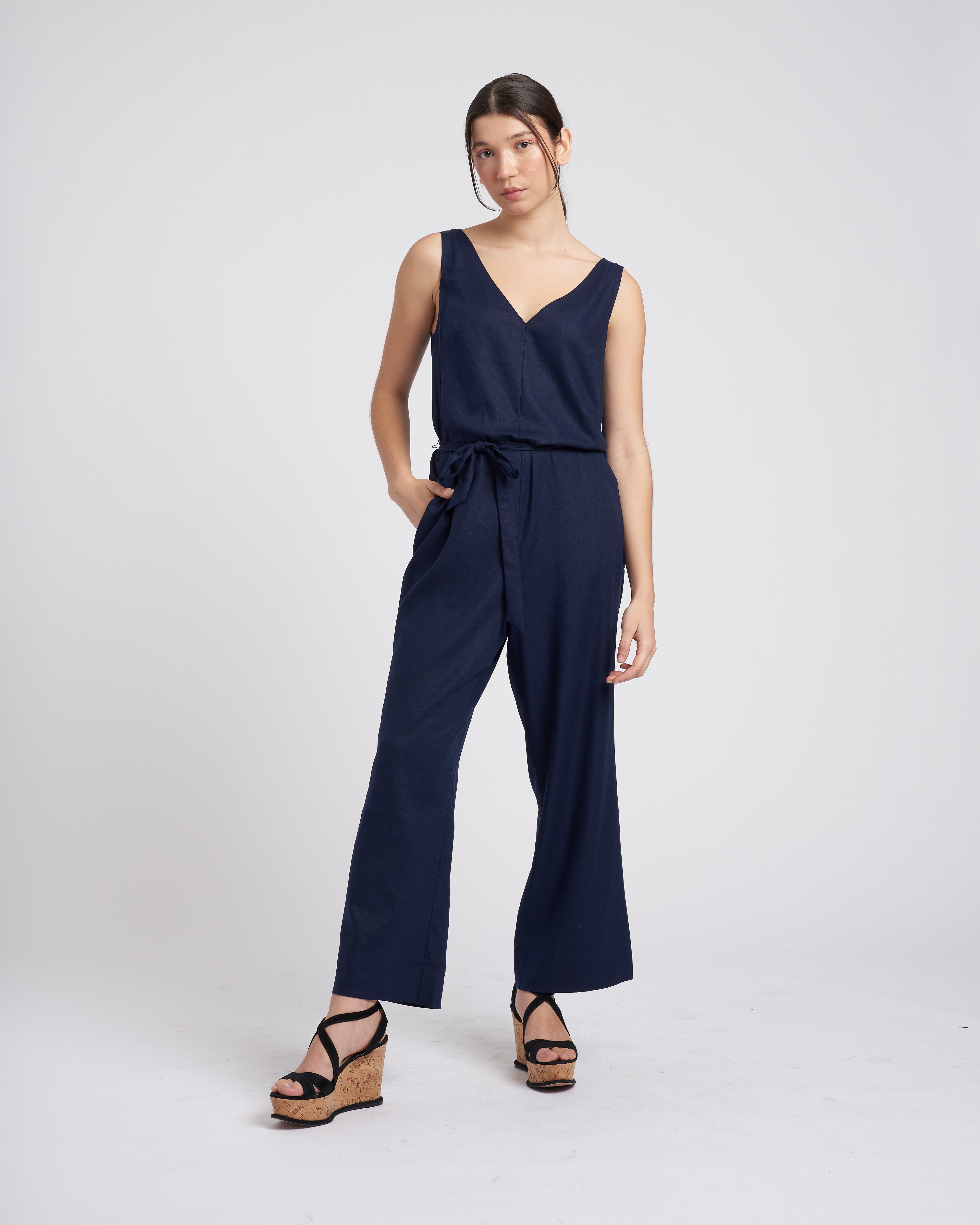 Universal Standard + Luna Linen Sleeveless Jumpsuit