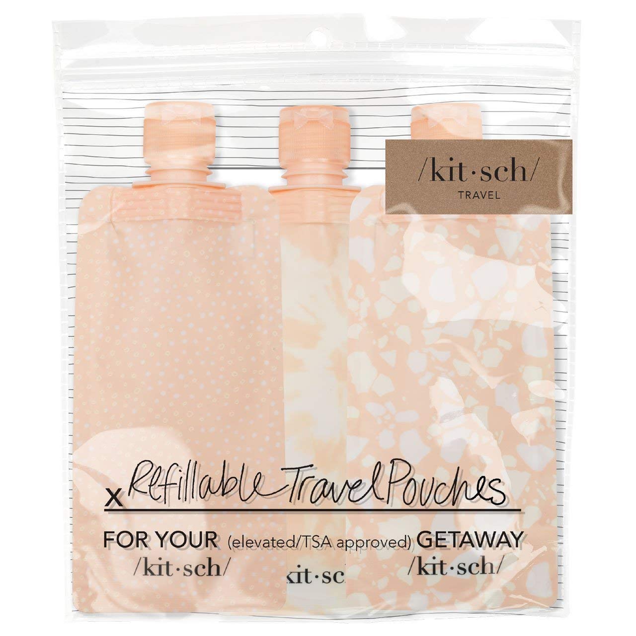 Kitsch + Pouch 3pc set, Refillable Travel Accessories, Travel Bottles