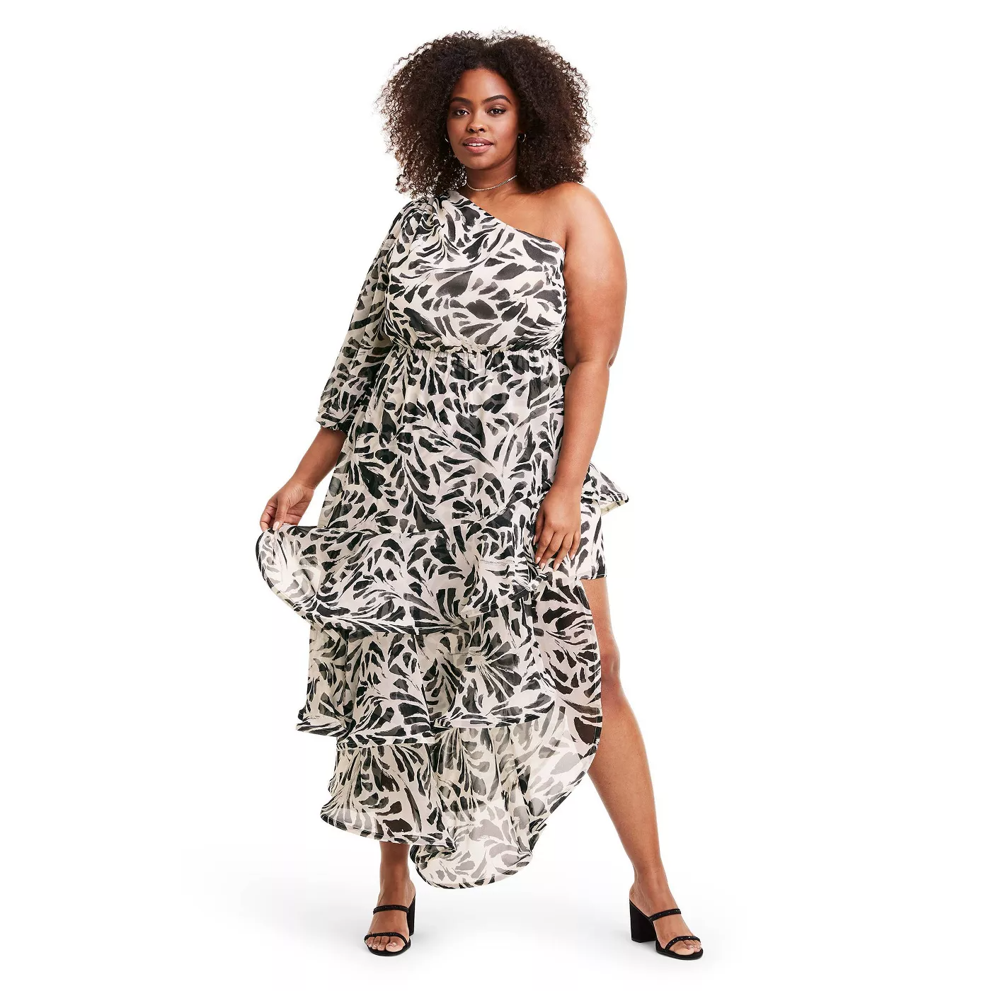 ALEXIS x Target Botanical One Shoulder Ruffle Dress