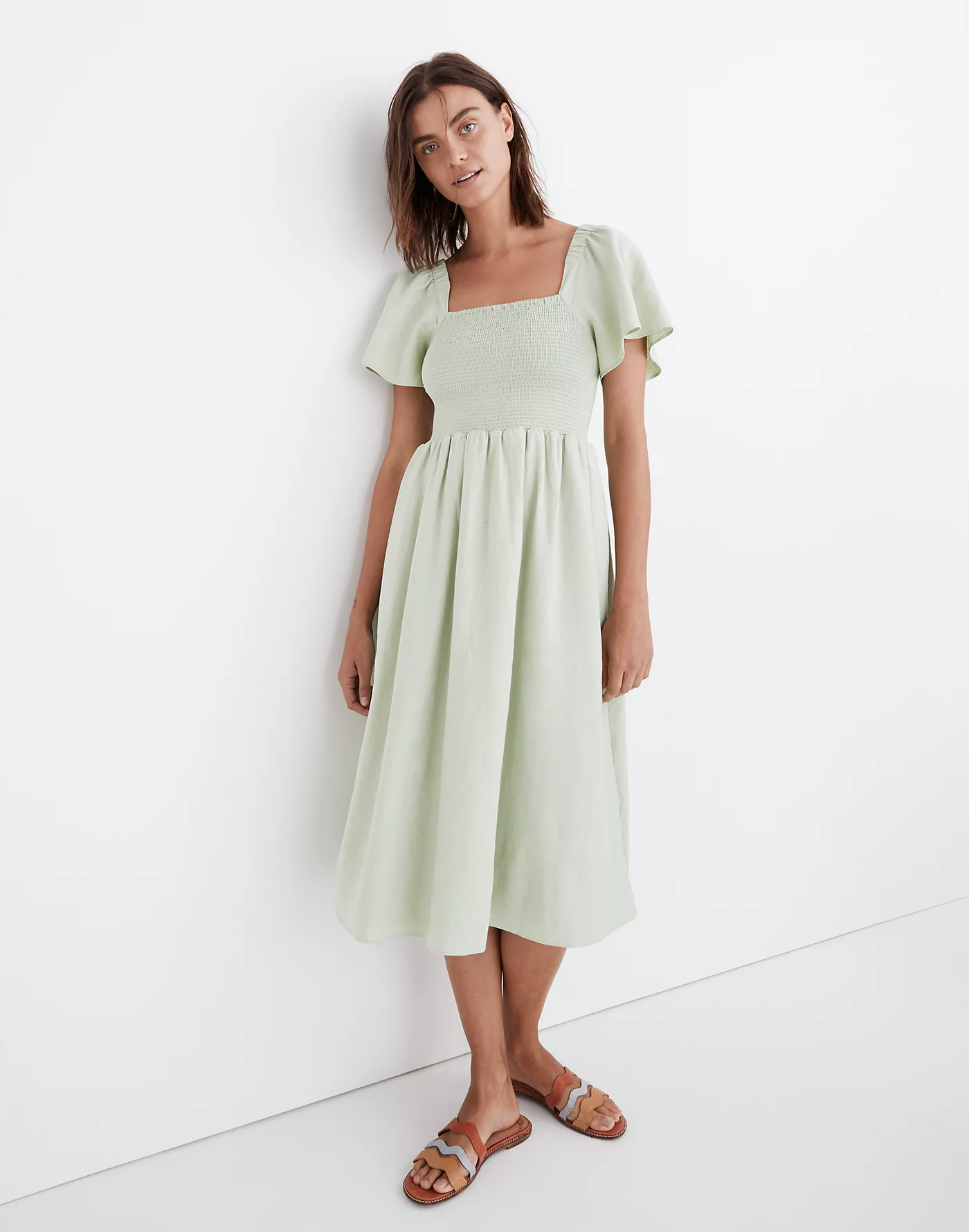 Madewell + Lucie Smocked Midi Dress