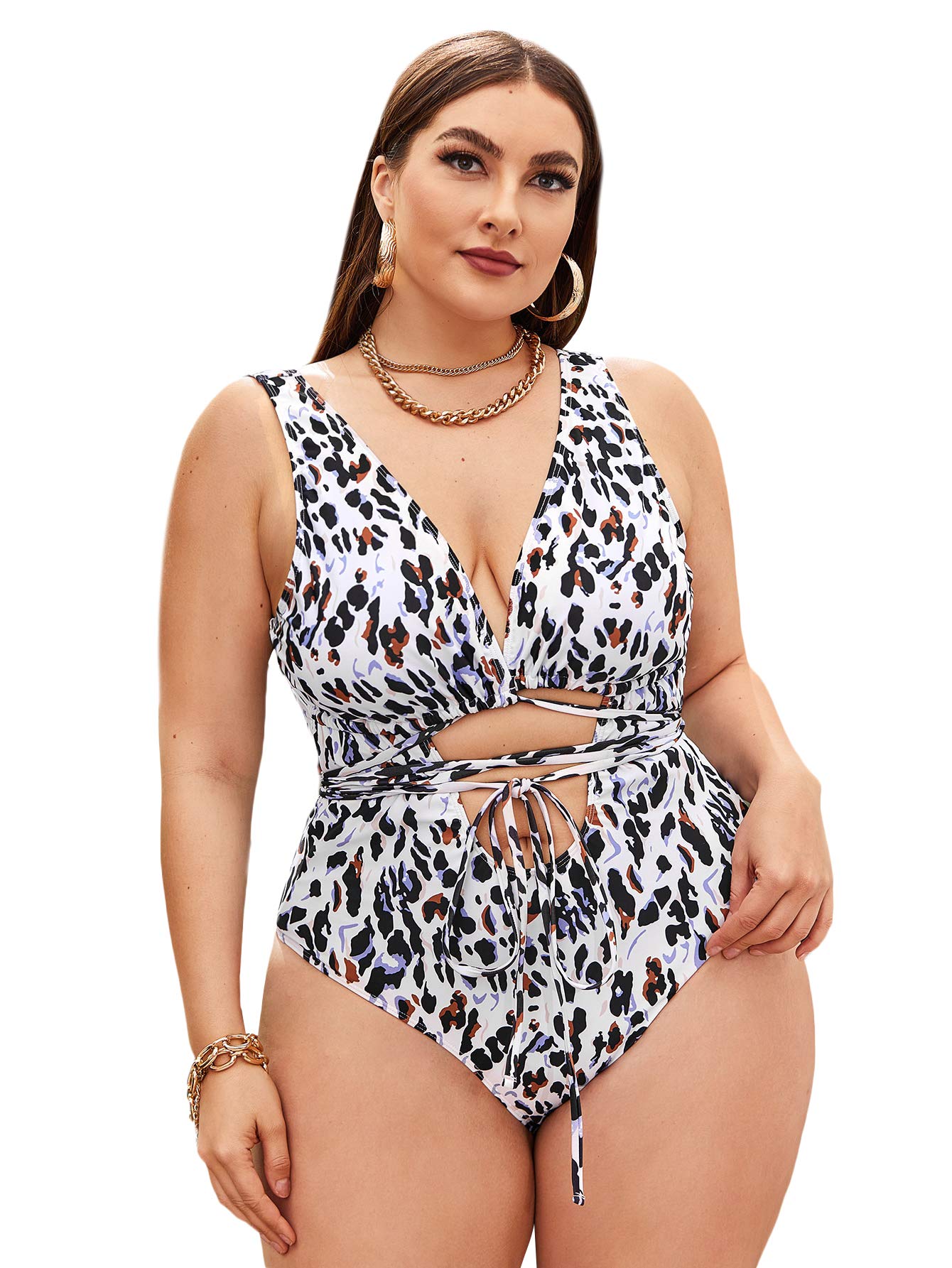 XL Blue design Printed One Piece Swimdress Swimwear Bathing Suit Plus Size