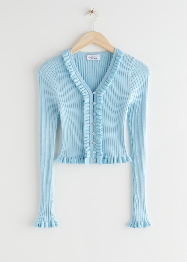 & Other Stories + Fitted Ribbed Ruffle Top