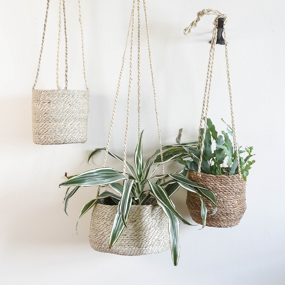 Willow & Stone + Woven Jute Hanging Planters
