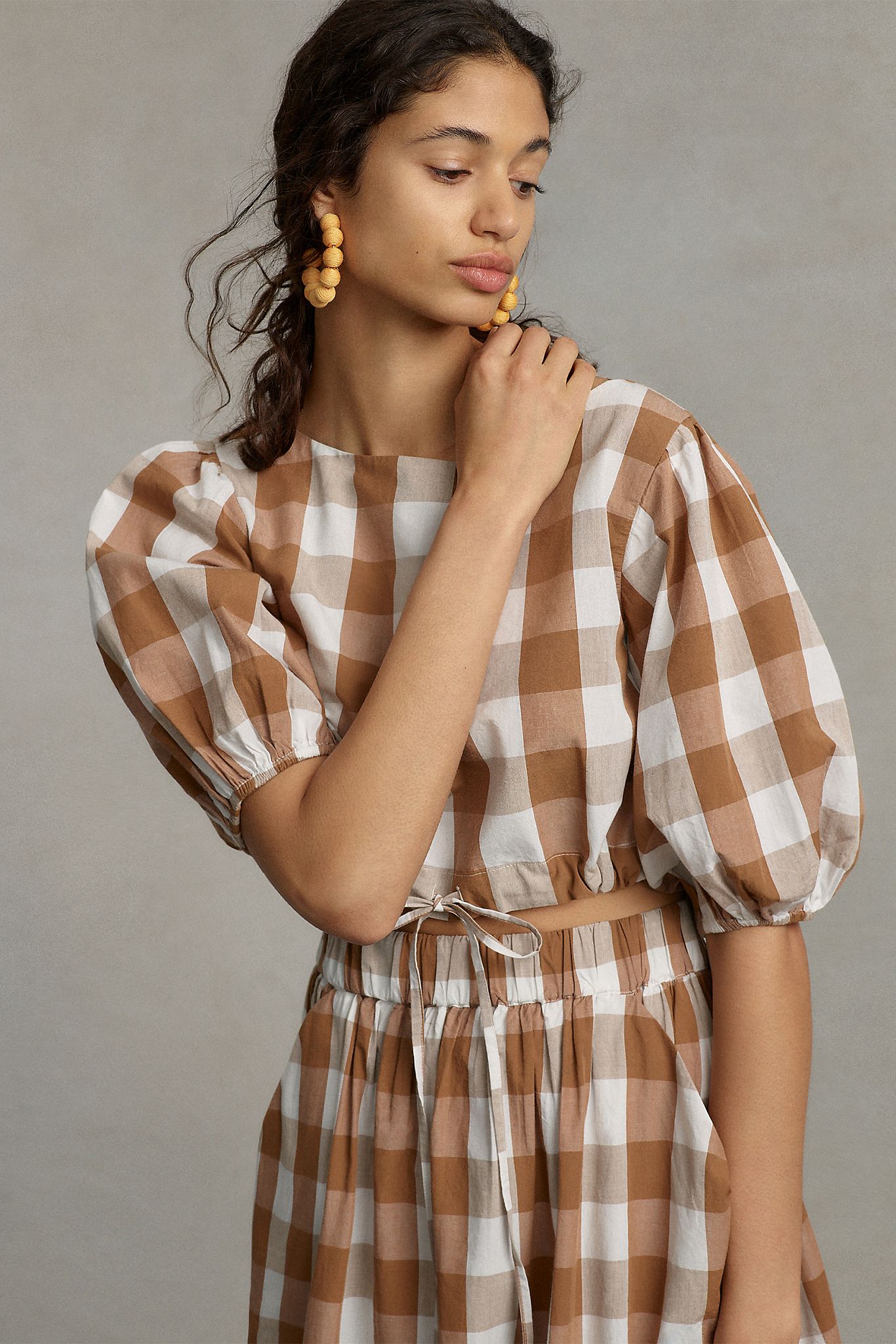 Gingham skirt and top set sale