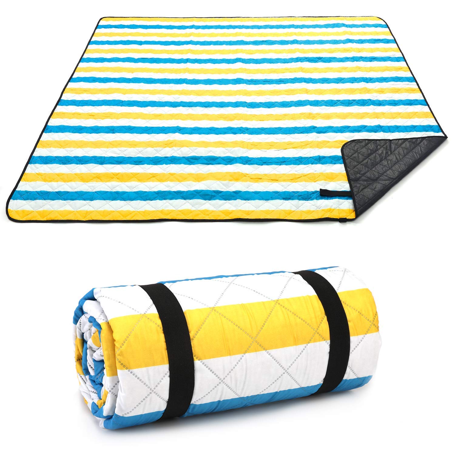 Machine Wash Portable HOdo Picnic Blanket Extra Large 79x79 Outdoor Blanket with Waterproof PEVA Backing and Sandproof Front Accommodate 4-6 people,Camping Mat for Beach Easy Folding Grassland 