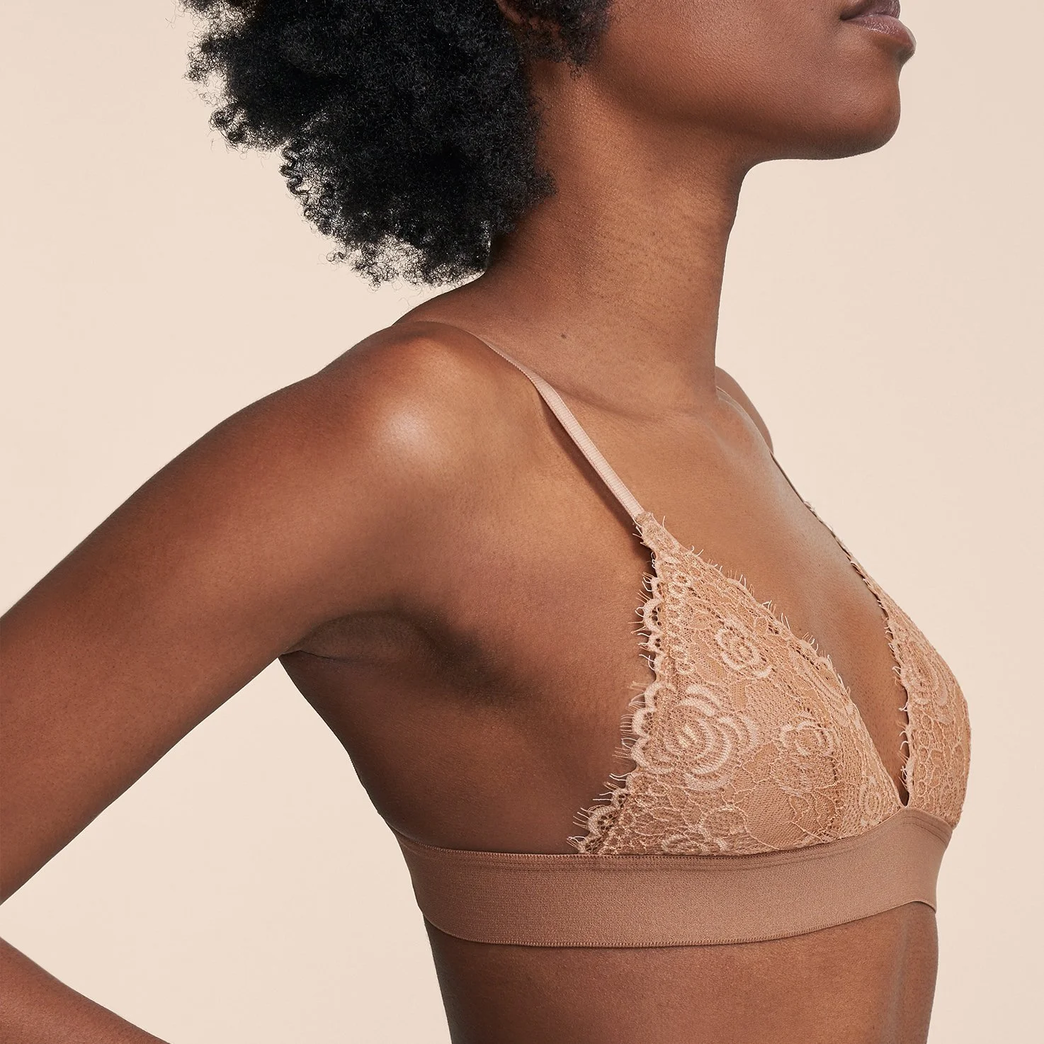  Pepper Ribbed Knit Triangle Bralette