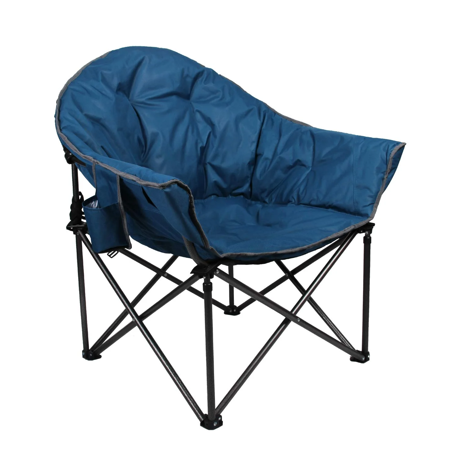 ALPHA + ALPHA CAMP Oversized Camping Chairs Padded Moon Round Chair Saucer  Recliner Supports 400 lbs with Folding Cup Holder and Carry Bag