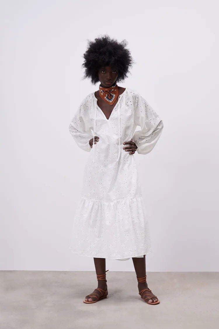 Zara + Dress With Embroidery
