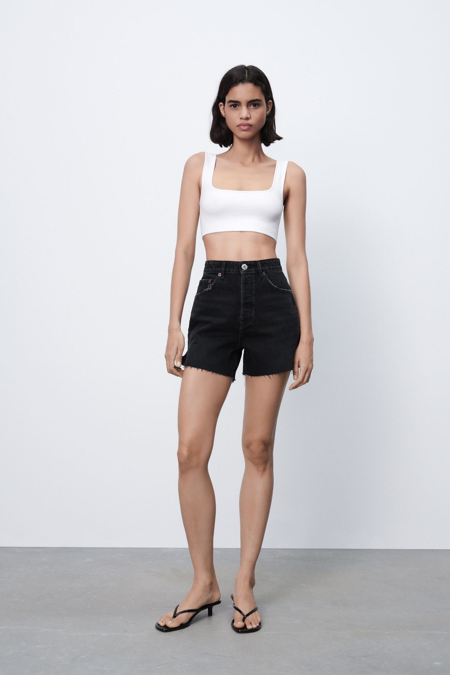 Zara + Straight Fit Denim Shorts