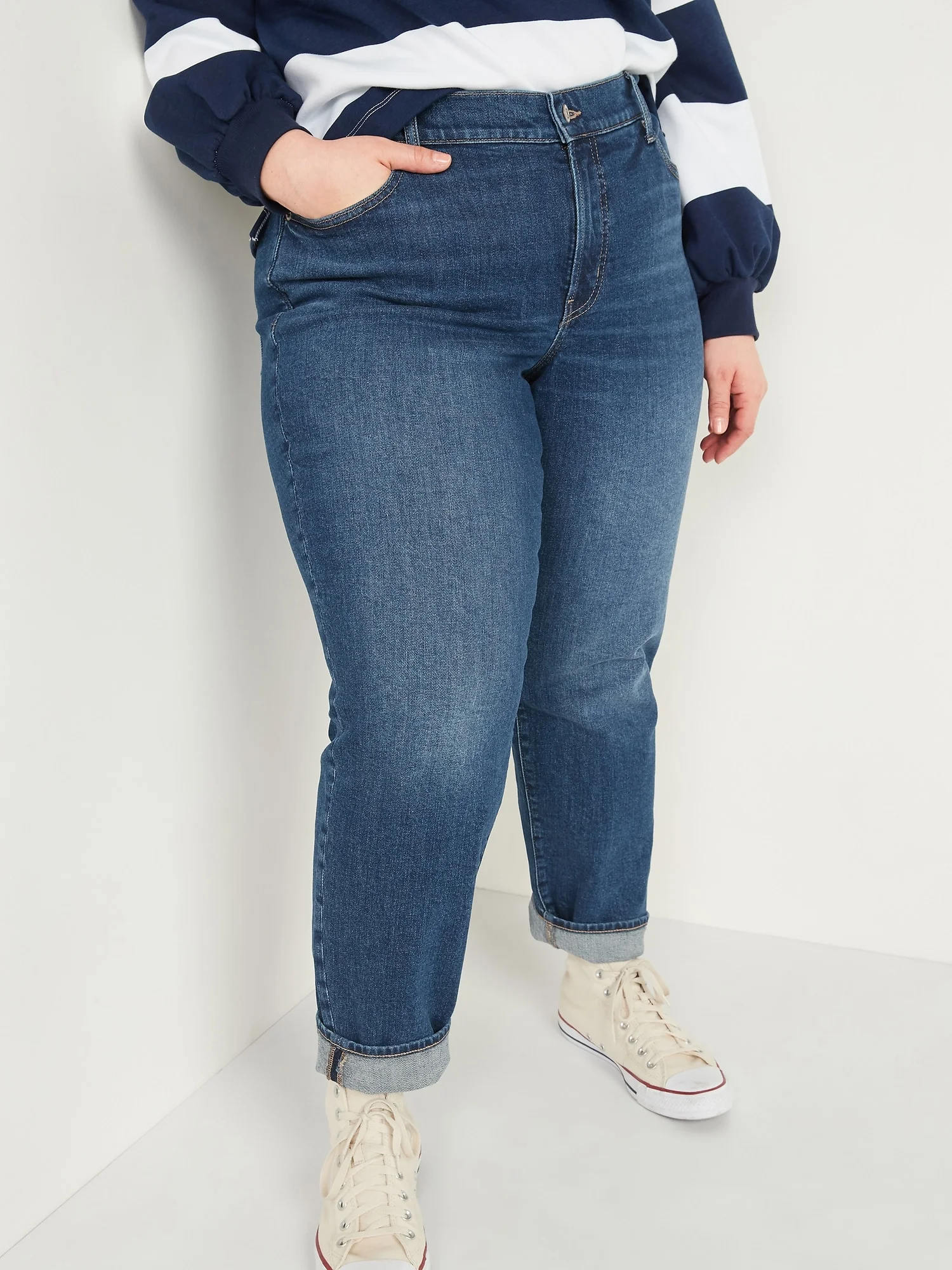 Old Navy + High-Waisted Secret-Slim Pockets O.G. Straight Plus-Size Jeans