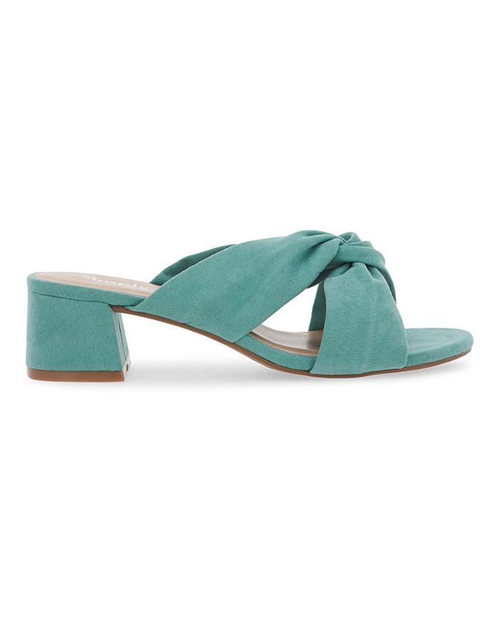 Simply Be + Calais Knotted Block Heel Mules Extra Wide Fit
