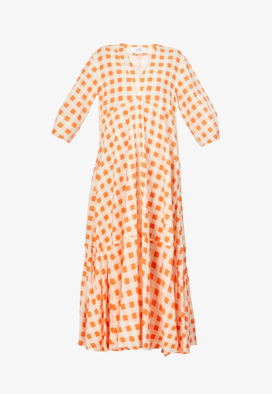 Victoria Beckham + Gingham-Print Bell-Sleeved Woven Maxi Dress