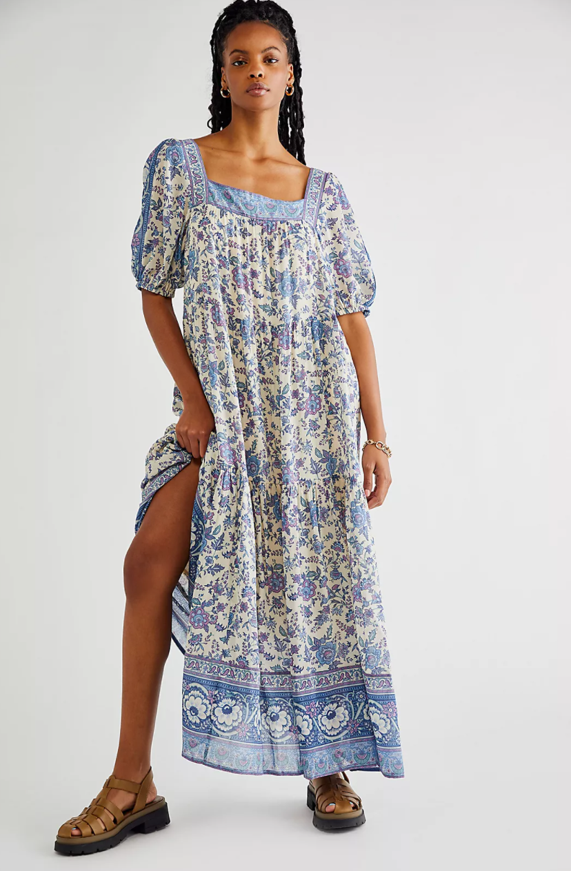 Spell | Free People + Folk Song Square Neck Gown Spell | Free People + Folk Song Square Neck Gown