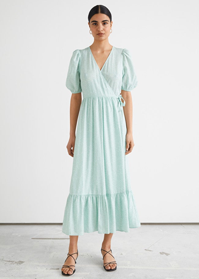 \u0026amp; Other Stories + Puff Sleeve Maxi Wrap Dress