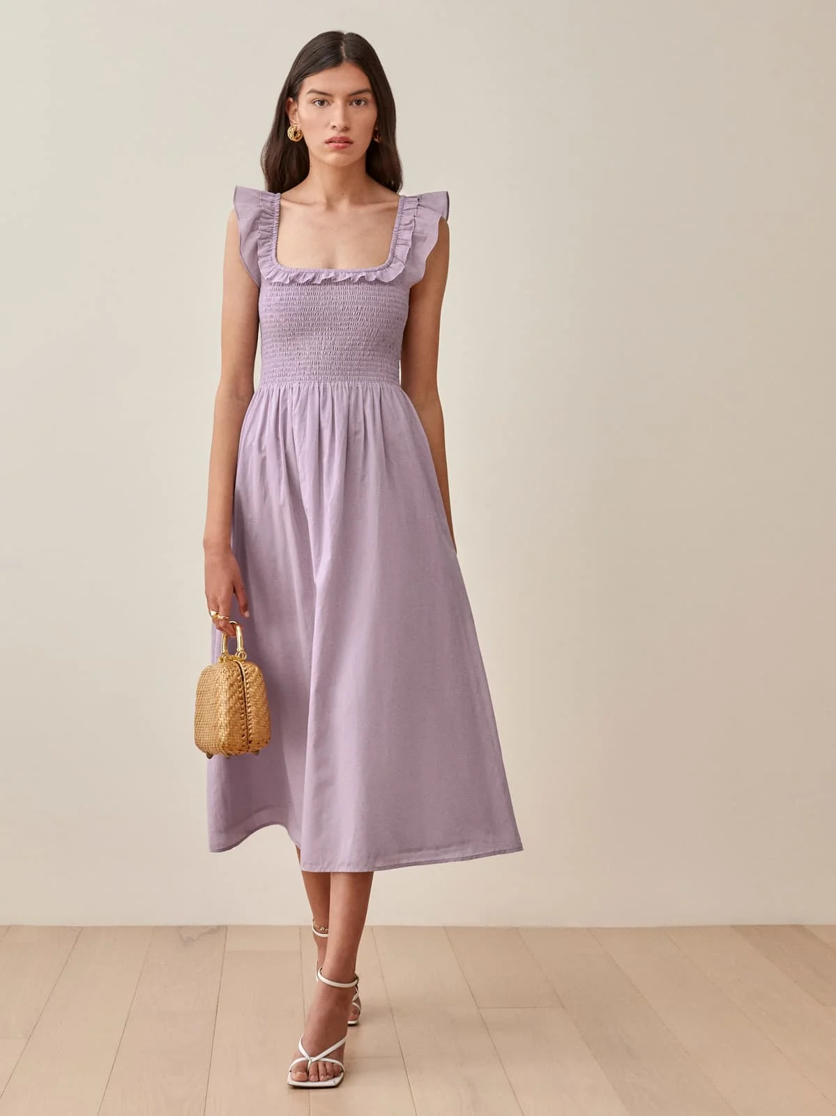 Reformation + Noreen Smocked Ruffle Dress