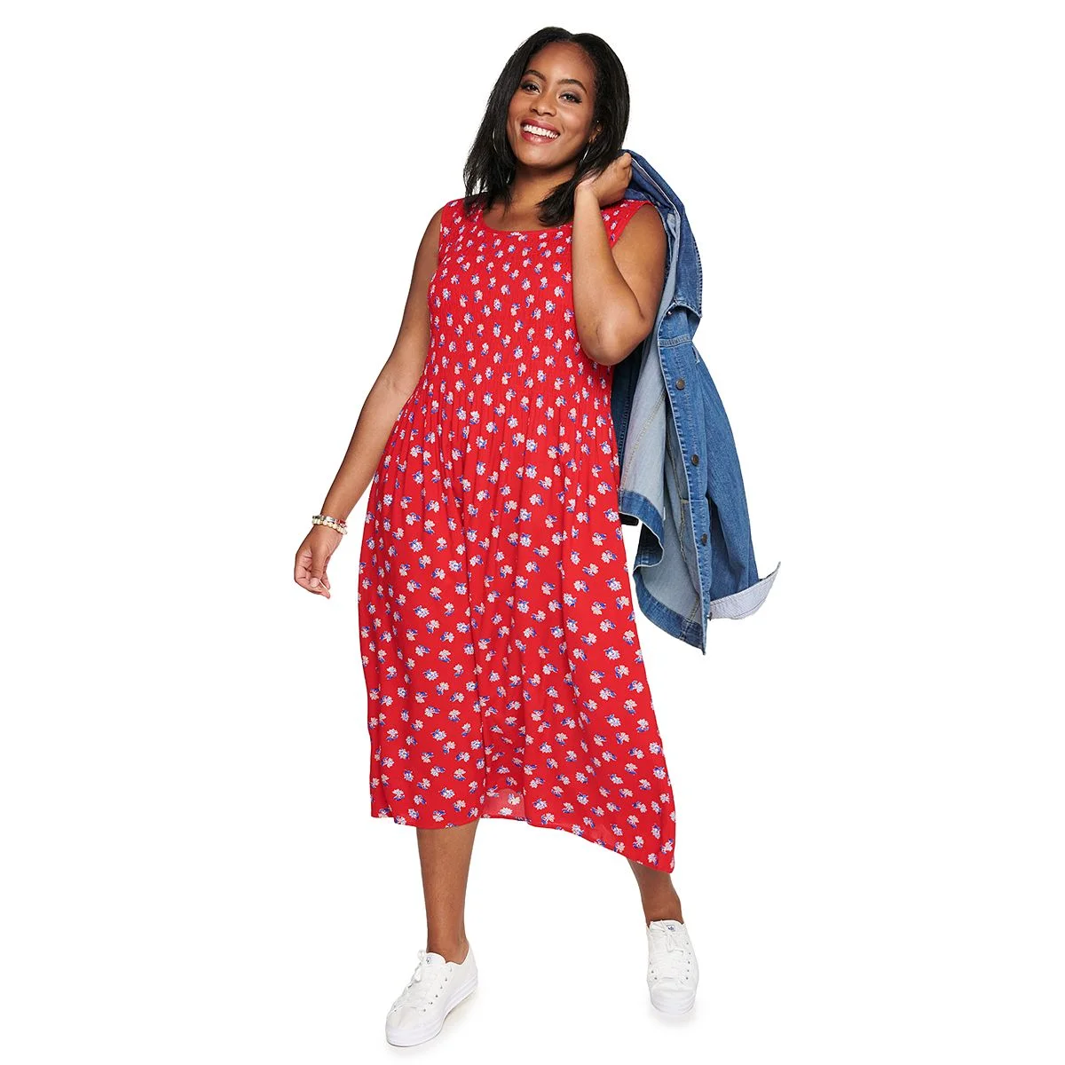 Croft Barrow Plus Sized Smocked Challis Dress