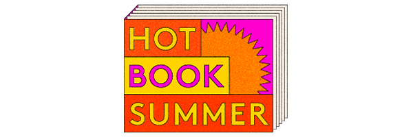 Words HOT BOOK SUMMER on colourful background