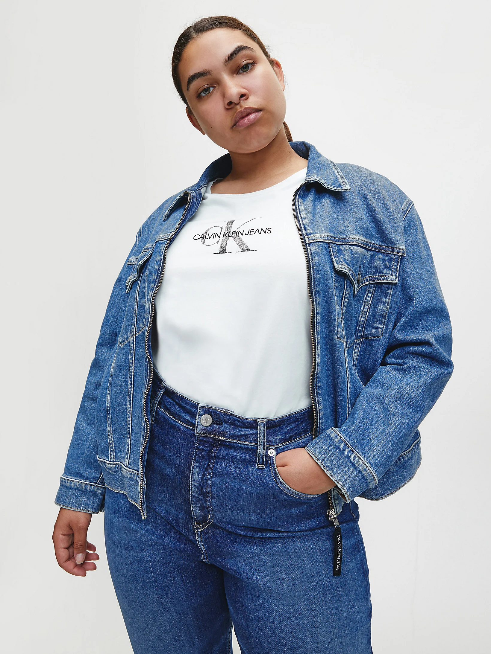 betyder shuttle hykleri Calvin Klein + Plus Size Denim Jacket