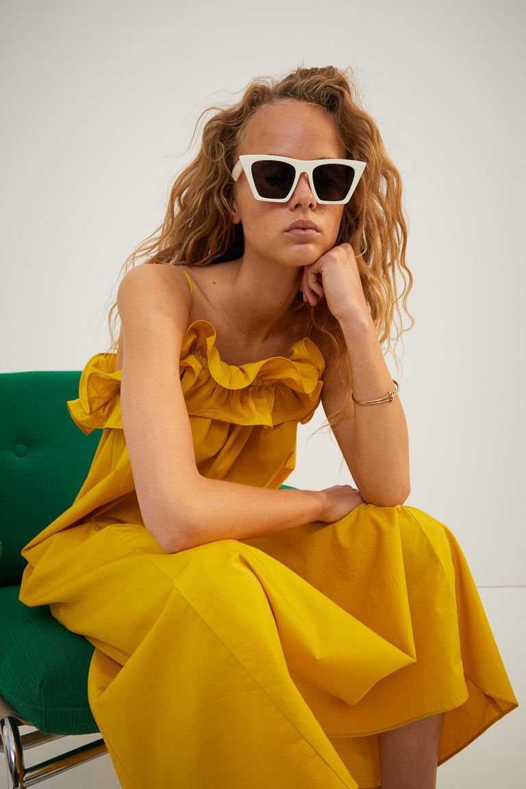 H & online m yellow dress