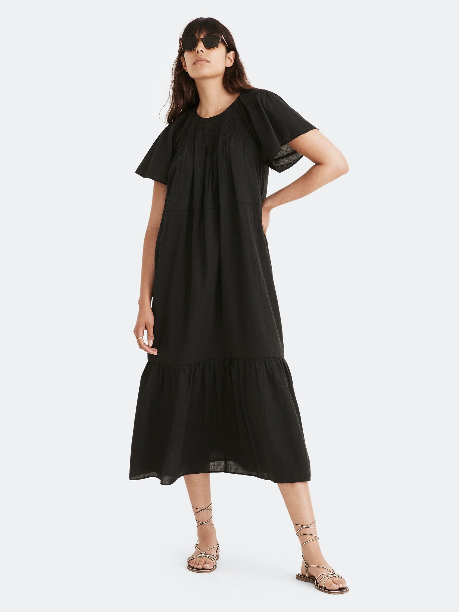 madewell dip dye cami pintuck ruffle dress