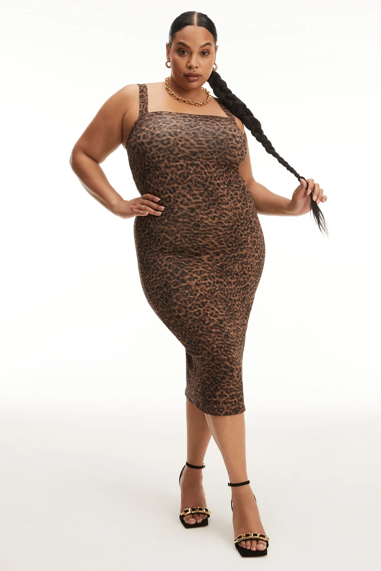 good american zebra midi dress