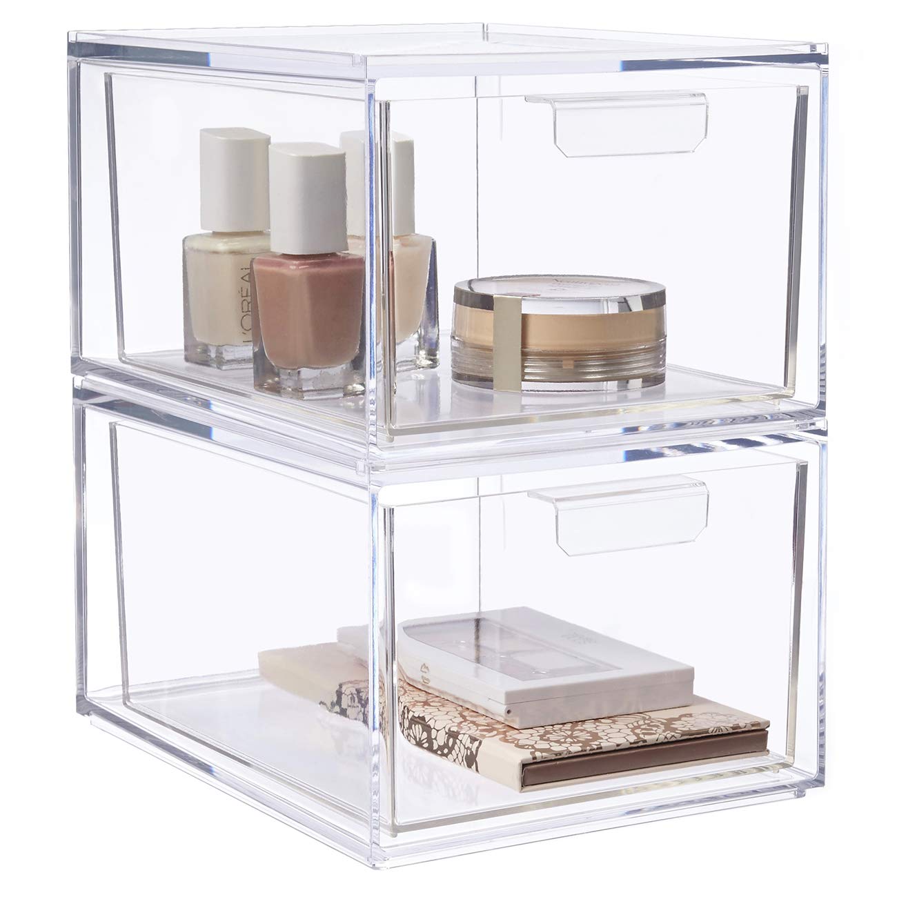 US Acrylic + STORi Audrey Stackable Cosmetic Organizer Drawers set of 2  Clear