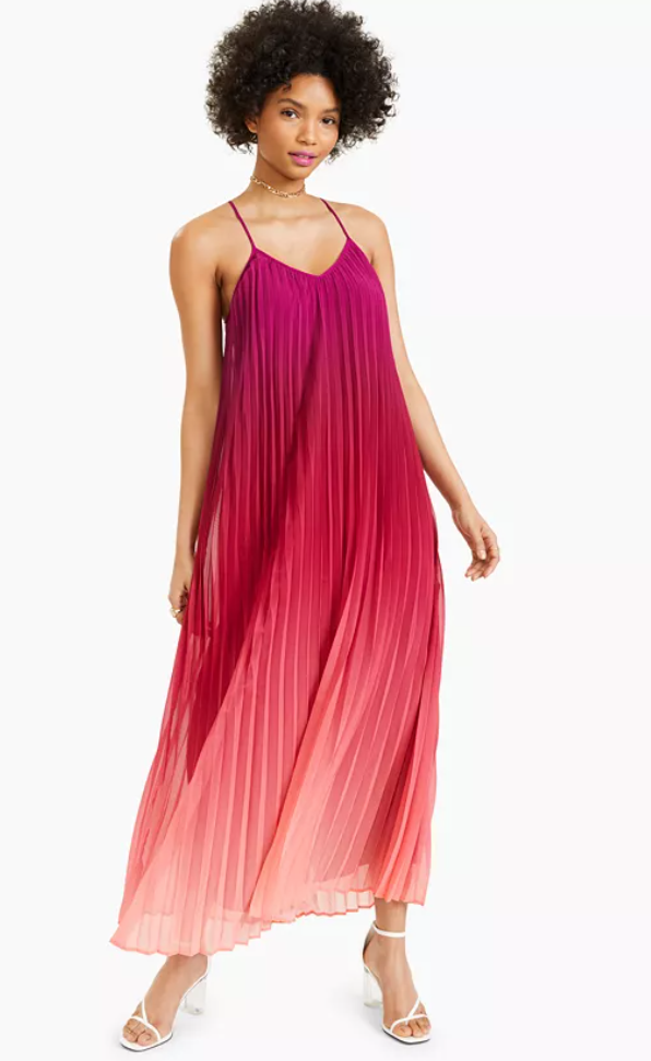 Pleated ombre maxi sales dress