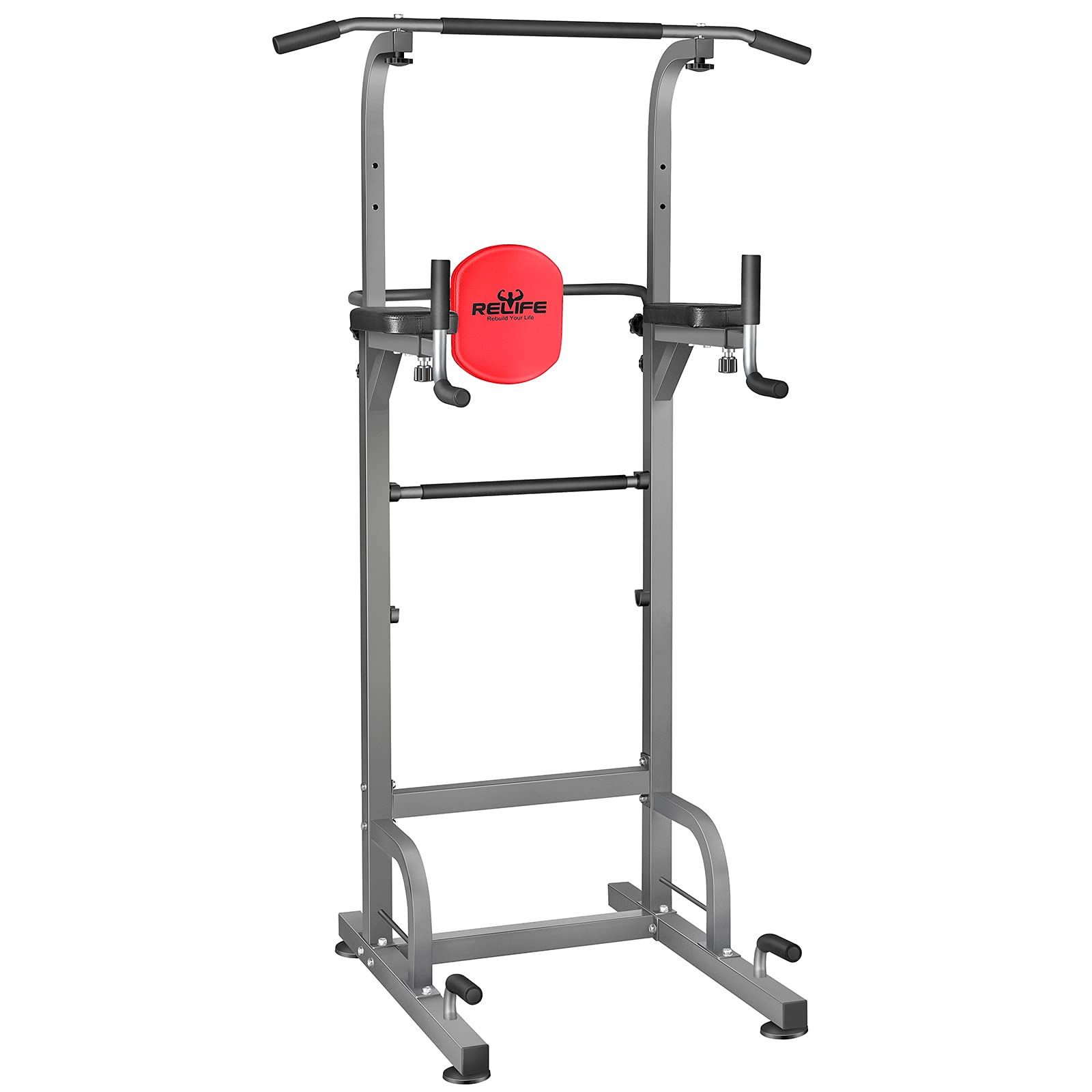 Relife + Power Tower Workout Dip Station for Home Gym Strength Training