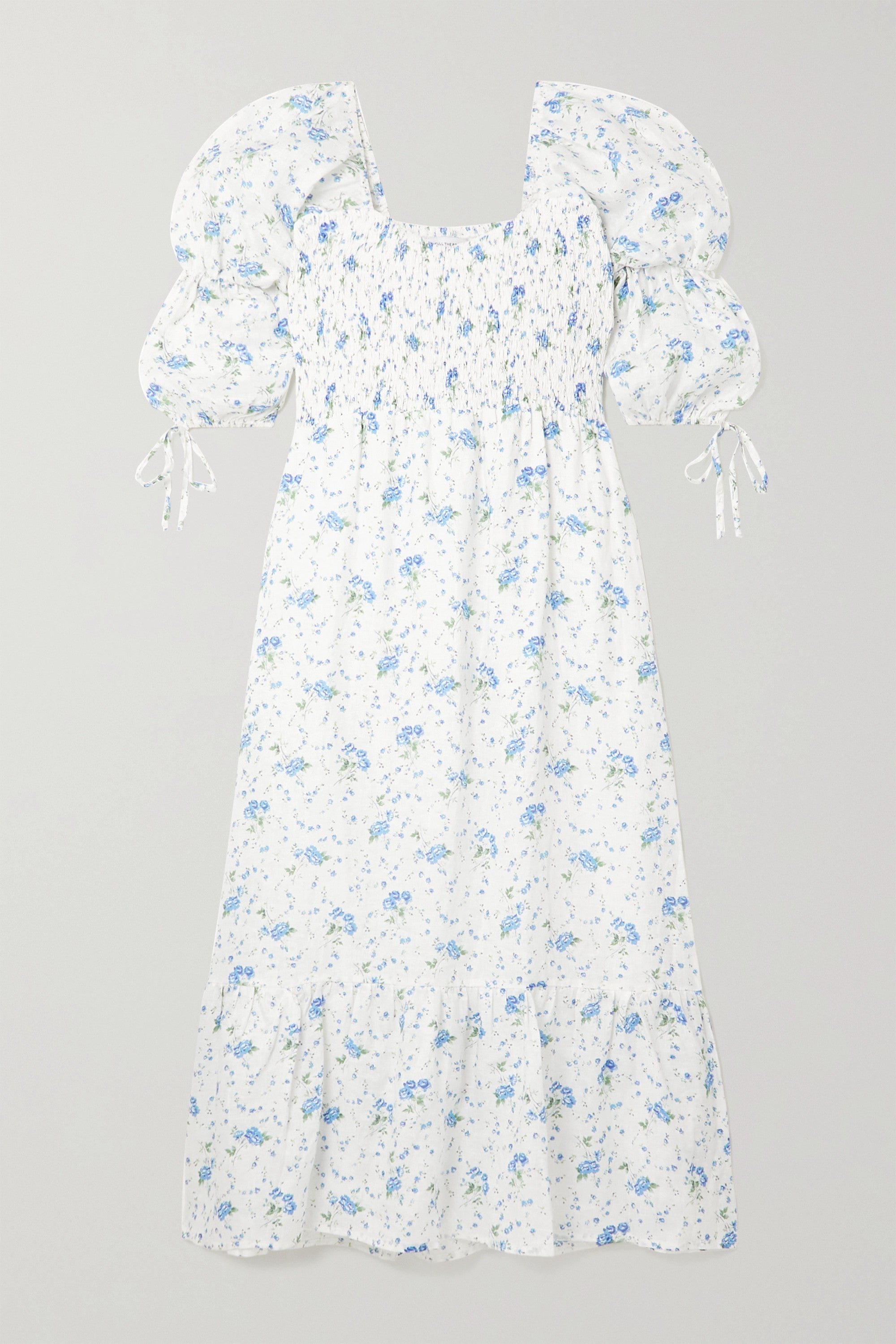 Faithfull the Brand + Marita shirred floral-print linen midi dress