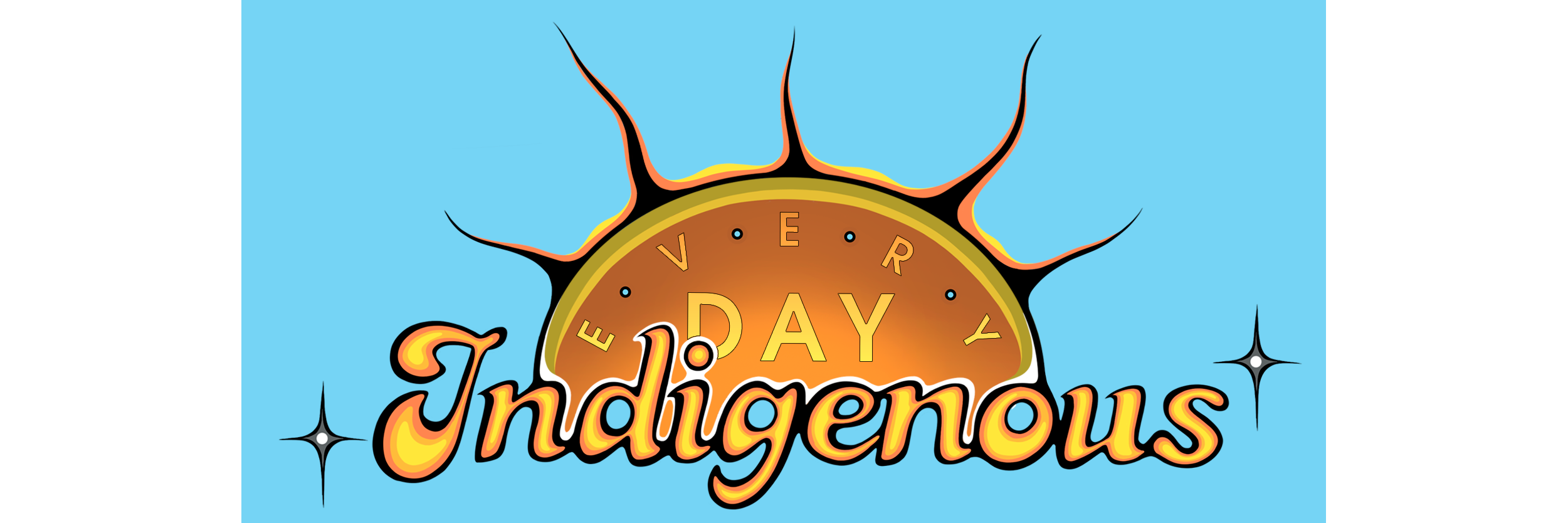 Every Day Indigenous logo, gold sun on blue background